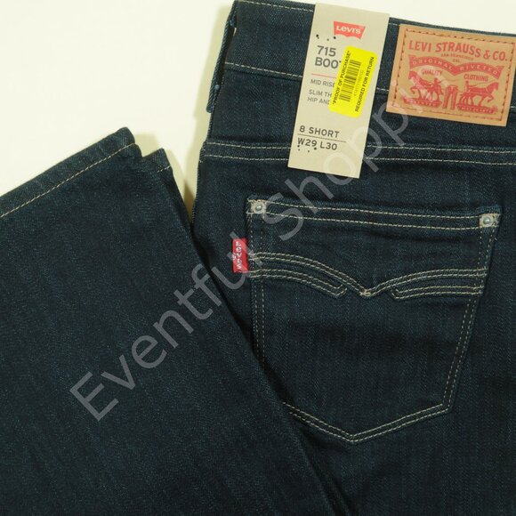Levis 715 Bootcut Jeans Womens 29 Blue Mid Rise New - Picture 1 of 8